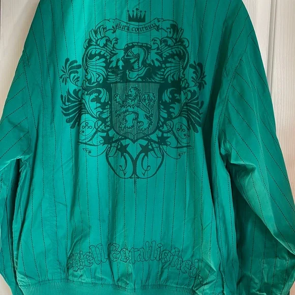 live mechanics well established mens green pinstripe  crest & sheild logo jacket - Picture 4 of 10